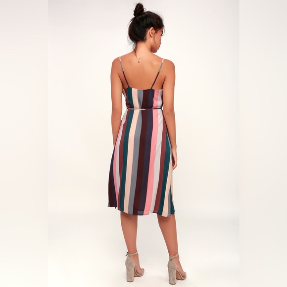 Lulus Striped Midi Dress - Picture 3 of 9